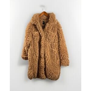 NASTY GAL Tan Teddy Oversized Coat Jacket Button Up Woman's Size 12